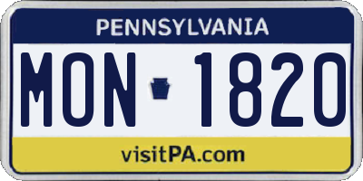 PA license plate MON1820