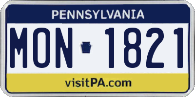 PA license plate MON1821