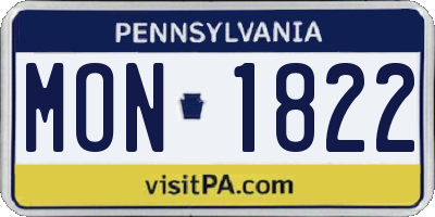 PA license plate MON1822