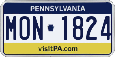 PA license plate MON1824