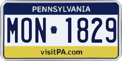 PA license plate MON1829