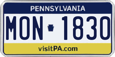 PA license plate MON1830