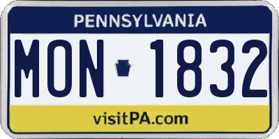 PA license plate MON1832