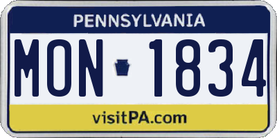 PA license plate MON1834