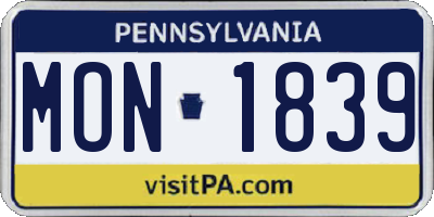 PA license plate MON1839