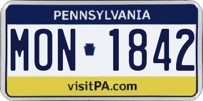 PA license plate MON1842