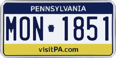 PA license plate MON1851