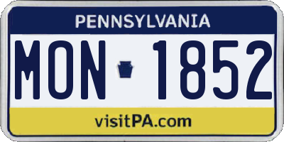 PA license plate MON1852