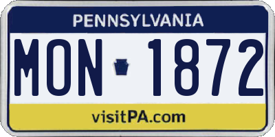 PA license plate MON1872