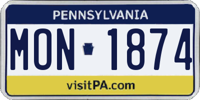 PA license plate MON1874