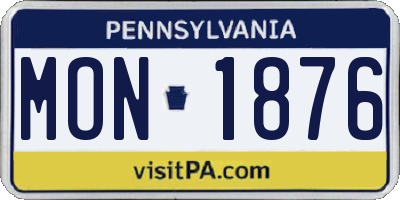 PA license plate MON1876