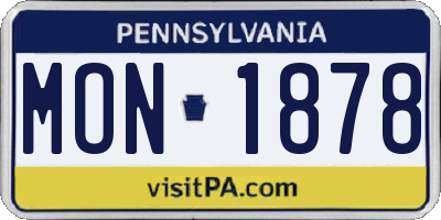 PA license plate MON1878