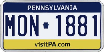 PA license plate MON1881