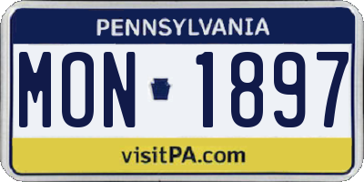 PA license plate MON1897