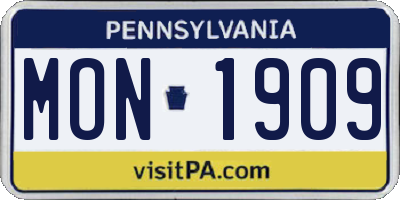 PA license plate MON1909