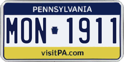 PA license plate MON1911