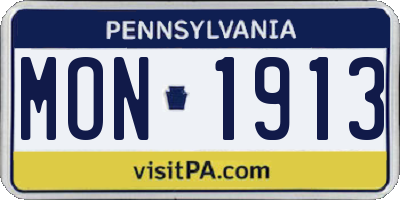 PA license plate MON1913