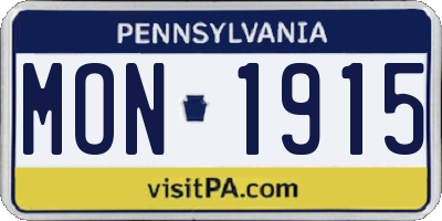 PA license plate MON1915