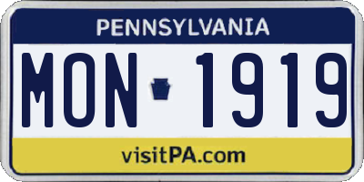 PA license plate MON1919