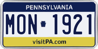 PA license plate MON1921