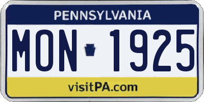 PA license plate MON1925