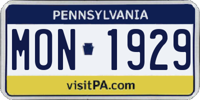 PA license plate MON1929