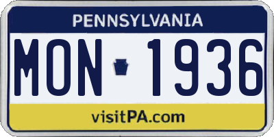 PA license plate MON1936