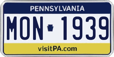 PA license plate MON1939