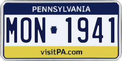 PA license plate MON1941