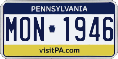 PA license plate MON1946
