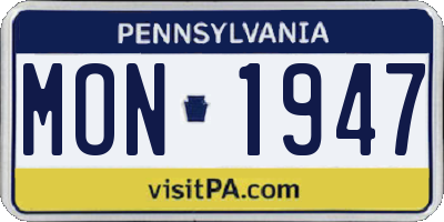 PA license plate MON1947