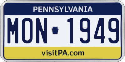PA license plate MON1949