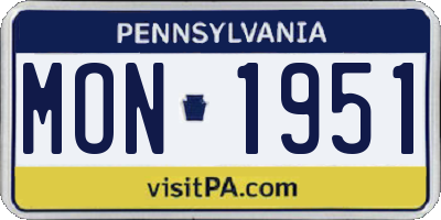 PA license plate MON1951