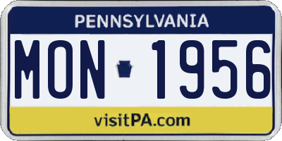 PA license plate MON1956