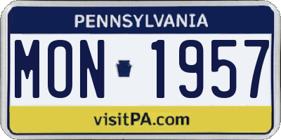 PA license plate MON1957