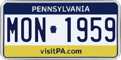 PA license plate MON1959
