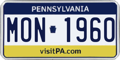 PA license plate MON1960