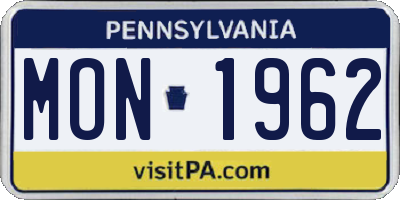 PA license plate MON1962