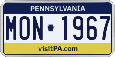PA license plate MON1967