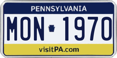 PA license plate MON1970