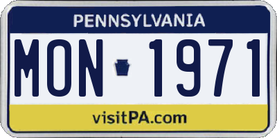 PA license plate MON1971