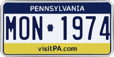 PA license plate MON1974