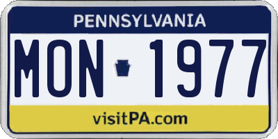 PA license plate MON1977