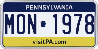 PA license plate MON1978
