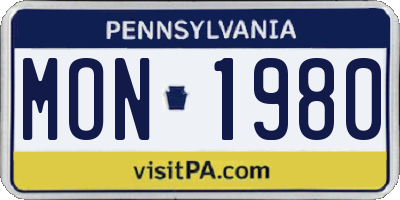 PA license plate MON1980