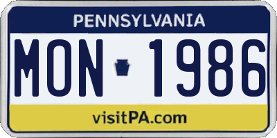 PA license plate MON1986