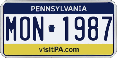PA license plate MON1987