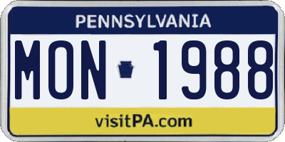 PA license plate MON1988