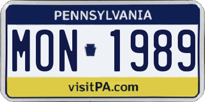 PA license plate MON1989