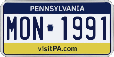 PA license plate MON1991